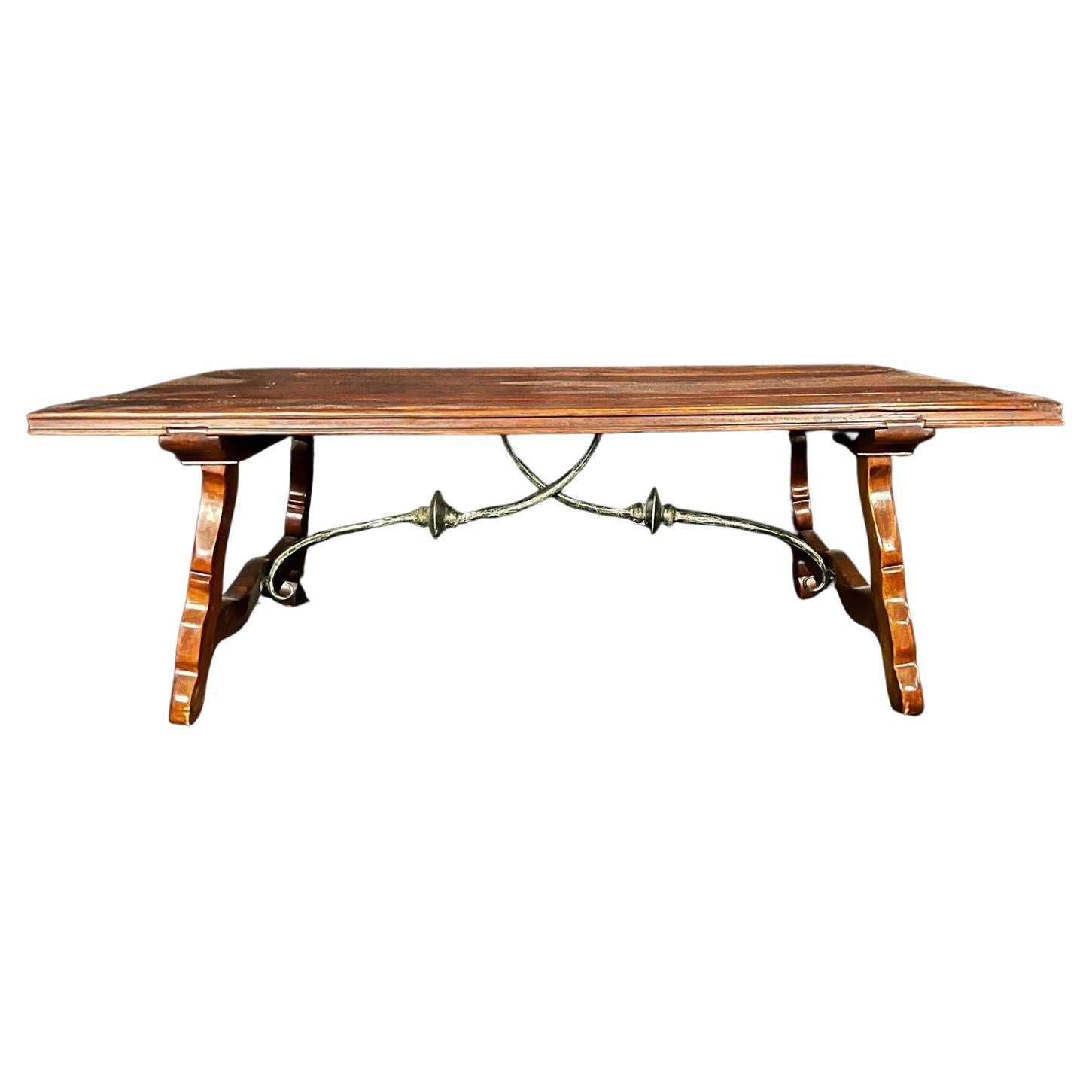 Handsome Theodore Alexander Castle Bromwich Coffee Table with Iron Stretchers For Sale