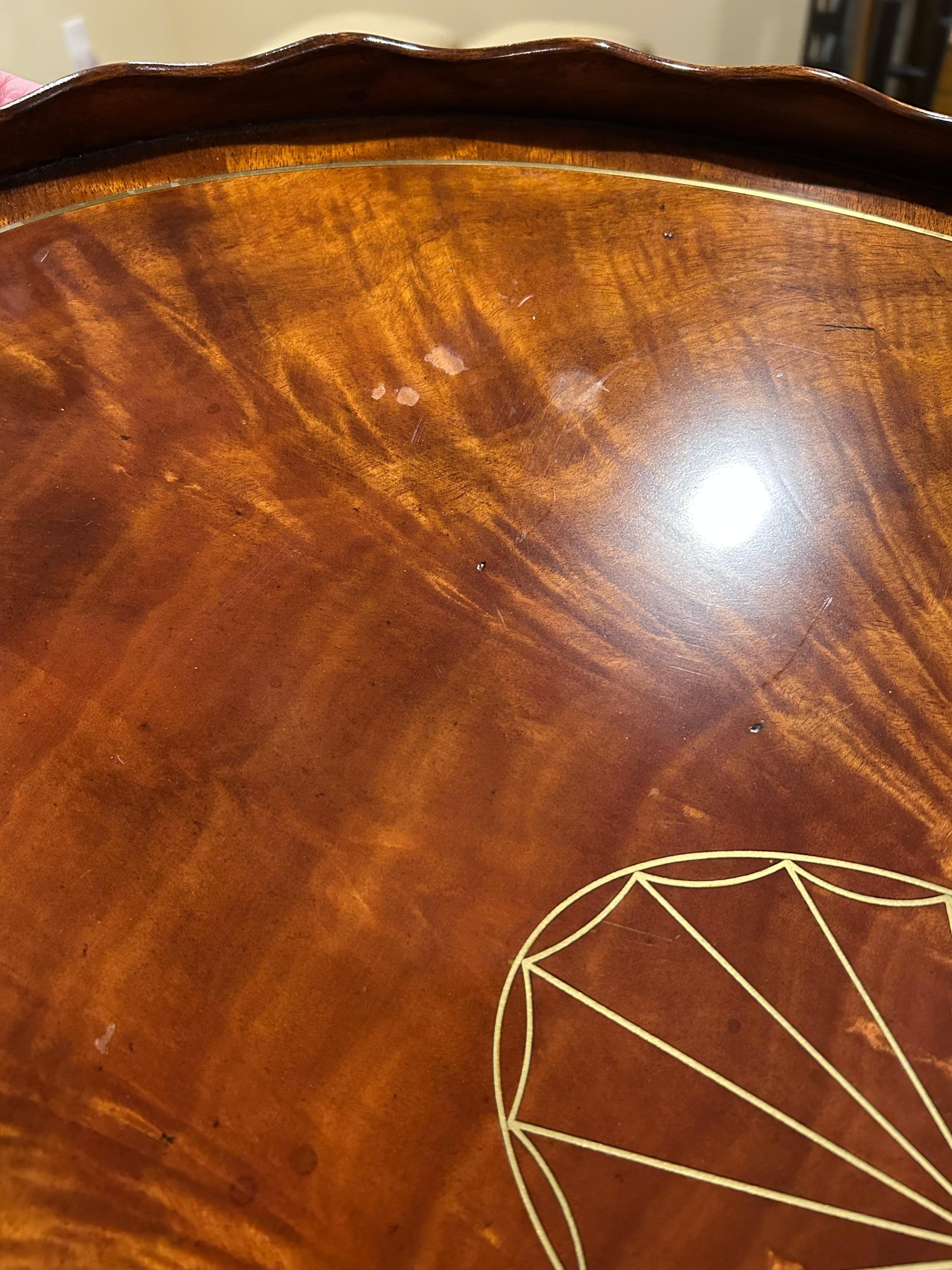 Handsome Theodore Alexander Flame Mahogany Rope Handle Serving Tray In Good Condition In Hopewell, NJ