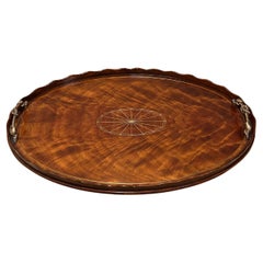 Handsome Theodore Alexander Flame Mahogany Rope Handle Serving Tray