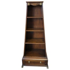 Handsome Theodore Alexander Walnut Étagère with Brass Lions and Single Drawer