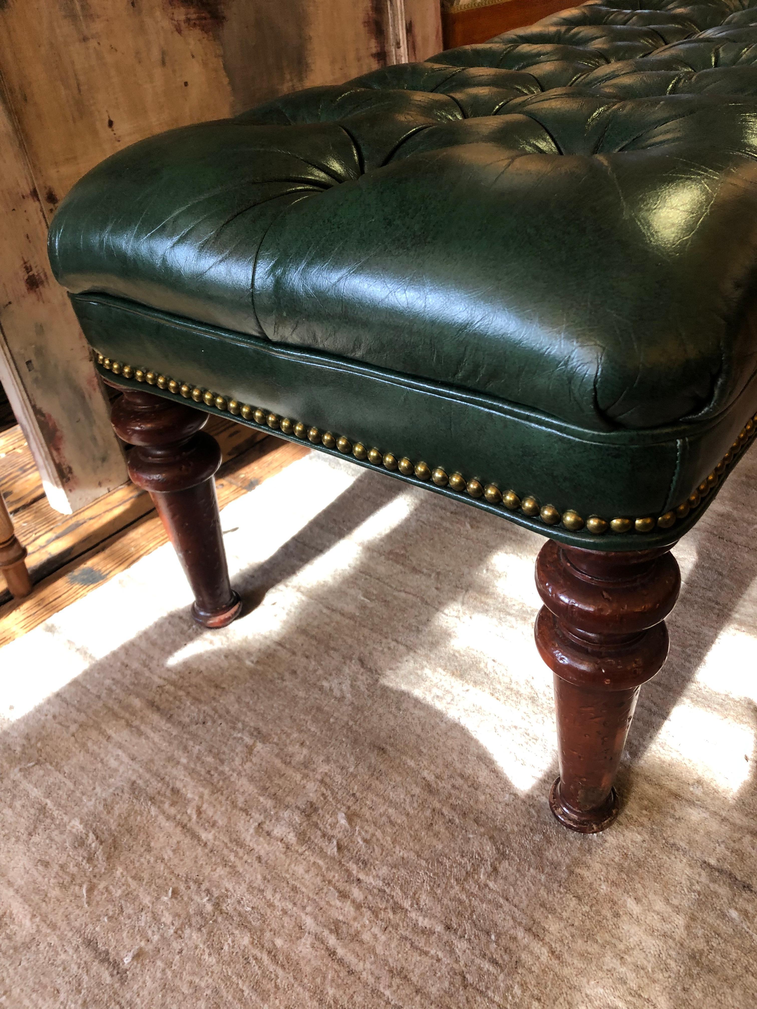 green leather banquette