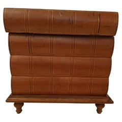 Handsome Trompe L'oeil Book Motife End Table with Storage
