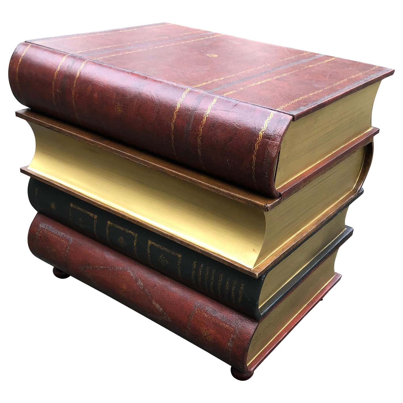 Handsome Trompe L'oeil Stack of Books Accent Side Table For Sale at ...