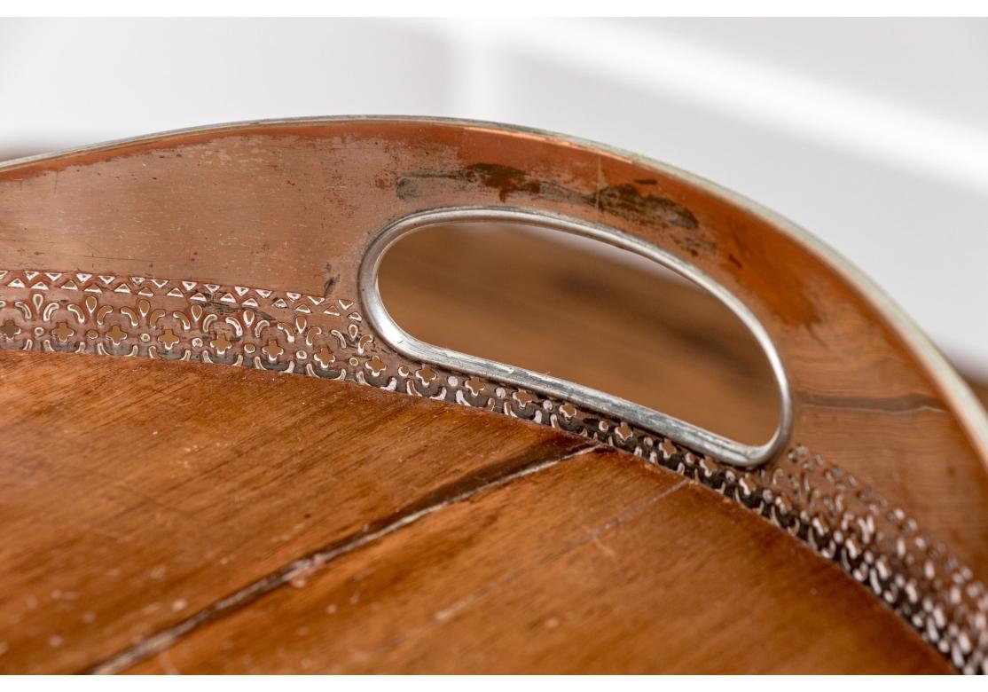 Handsome Twin Handled Tray Top Mahogany Table In Distressed Condition For Sale In Bridgeport, CT
