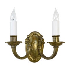 Handsome Two-Arm Hammered Cast Brass Sconce