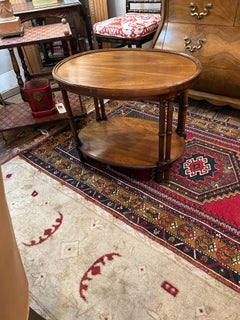 Handsome Two Tier Oval Walnut Side Table