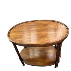 Handsome Two Tier Oval Walnut Side Table