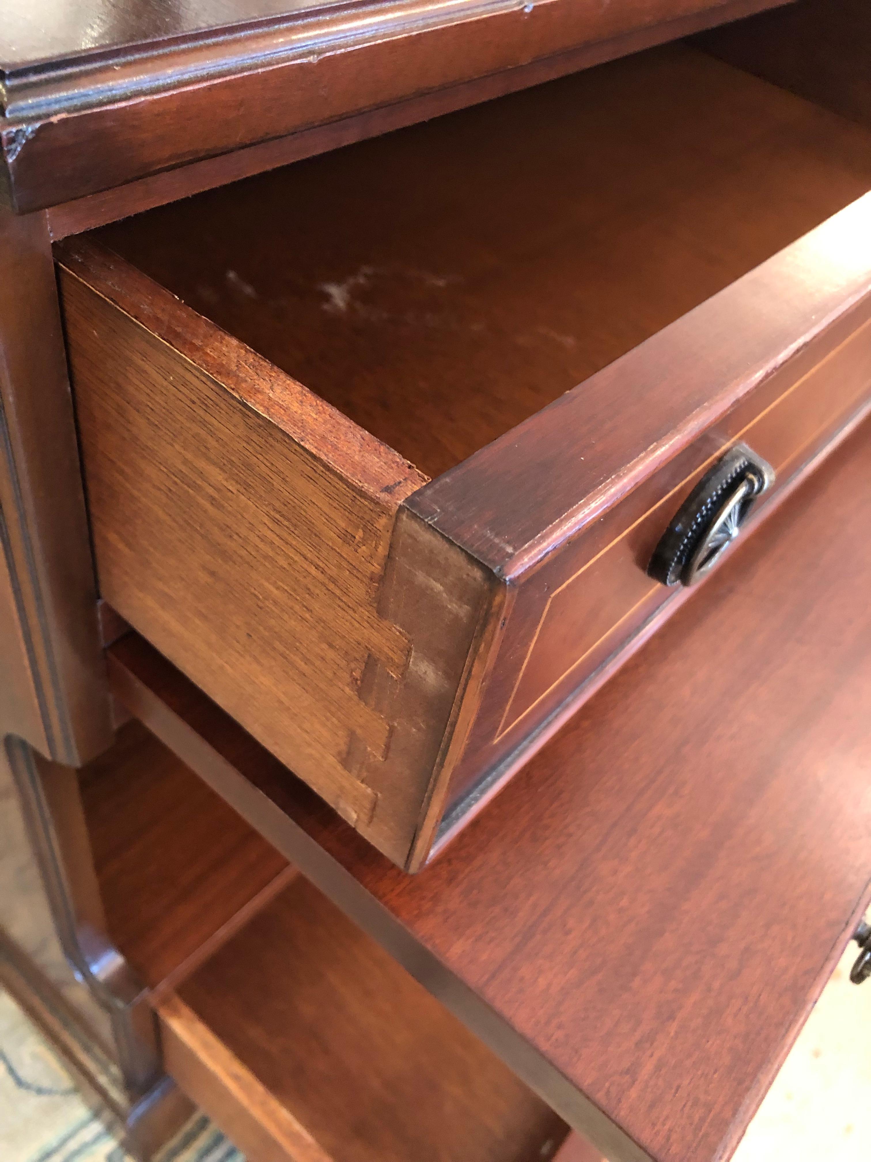 Handsome Versatile Mahogany Night Stand with Two Drawers & Slide For Sale 5