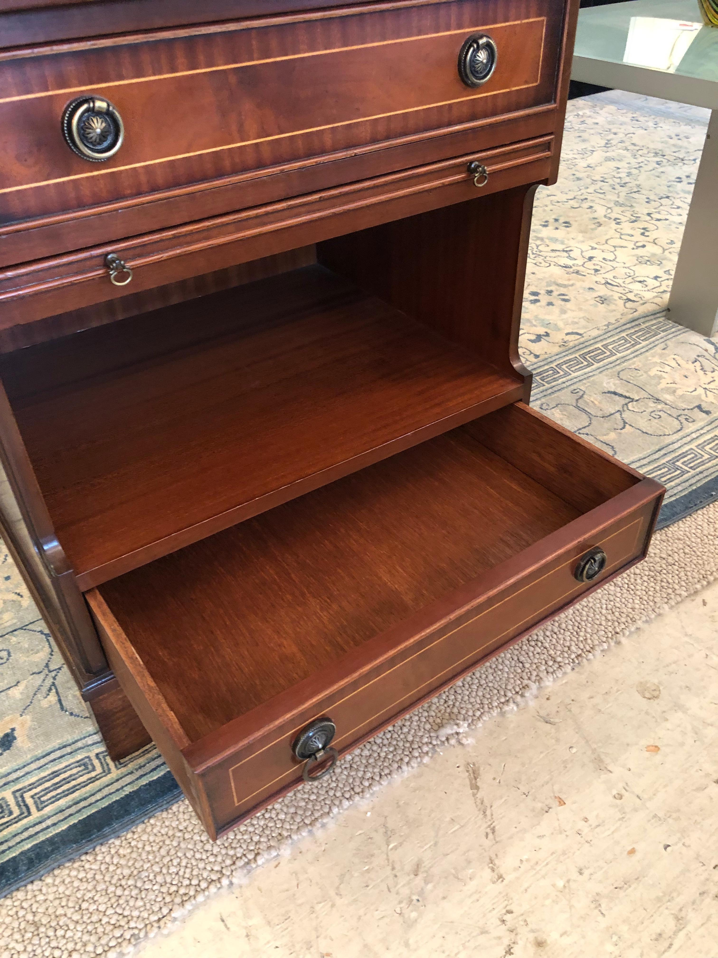 Handsome Versatile Mahogany Night Stand with Two Drawers & Slide For Sale 2