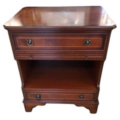 Vintage Handsome Versatile Mahogany Night Stand with Two Drawers & Slide