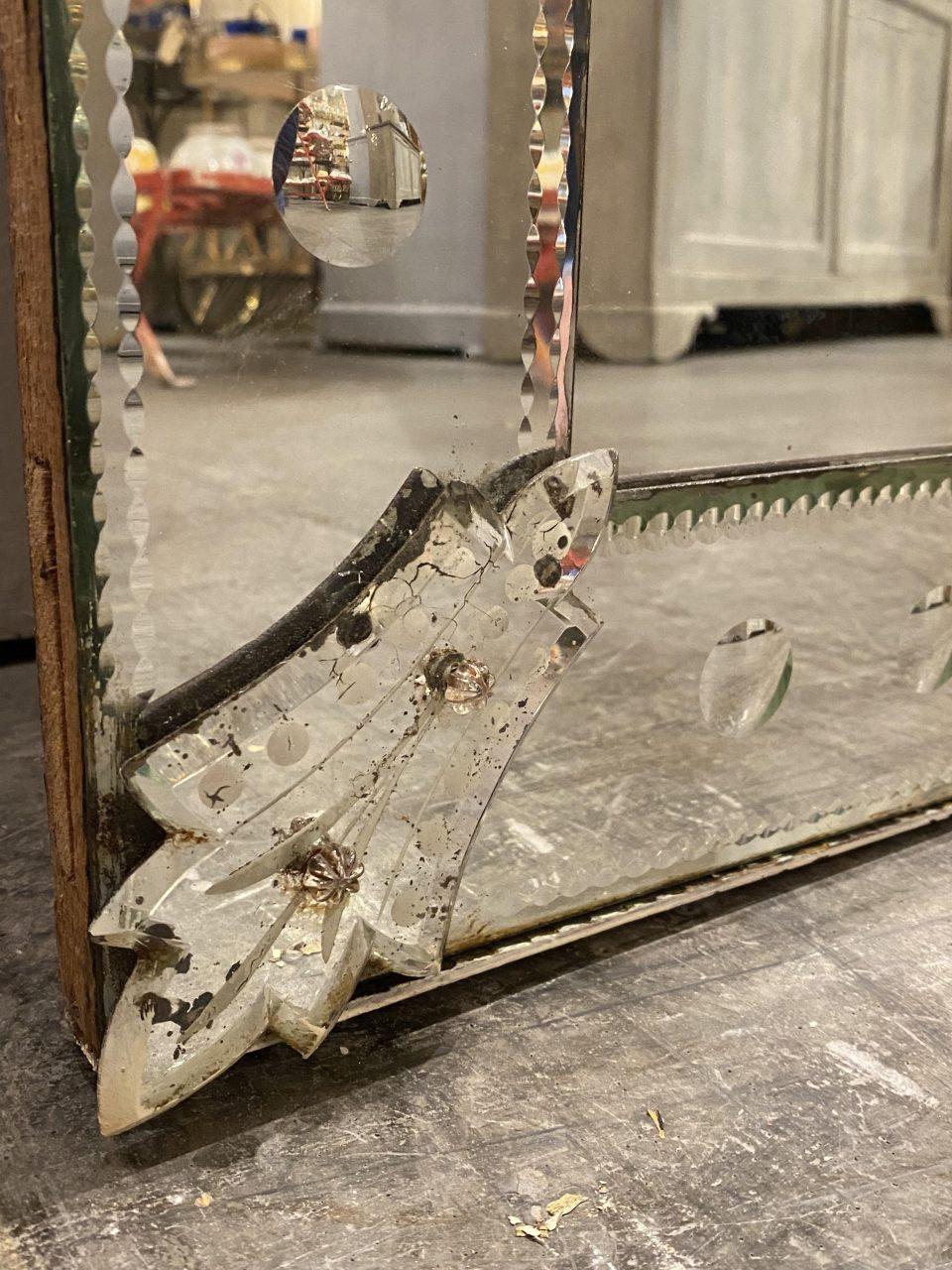 Etched Handsome Very Long Venetian Mirror, circa 1940s, France For Sale