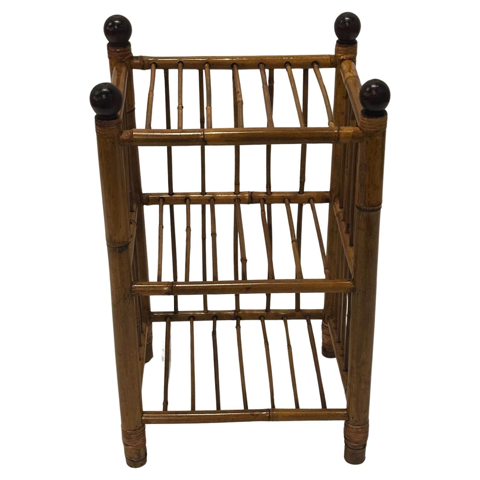 Handsome Vintage 3 Tier Bamboo Shelf or Stand For Sale