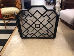 Handsome Retro Black Iron & Mesh Fireplace Screen