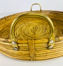 Handsome vintage coastal bamboo serving tray