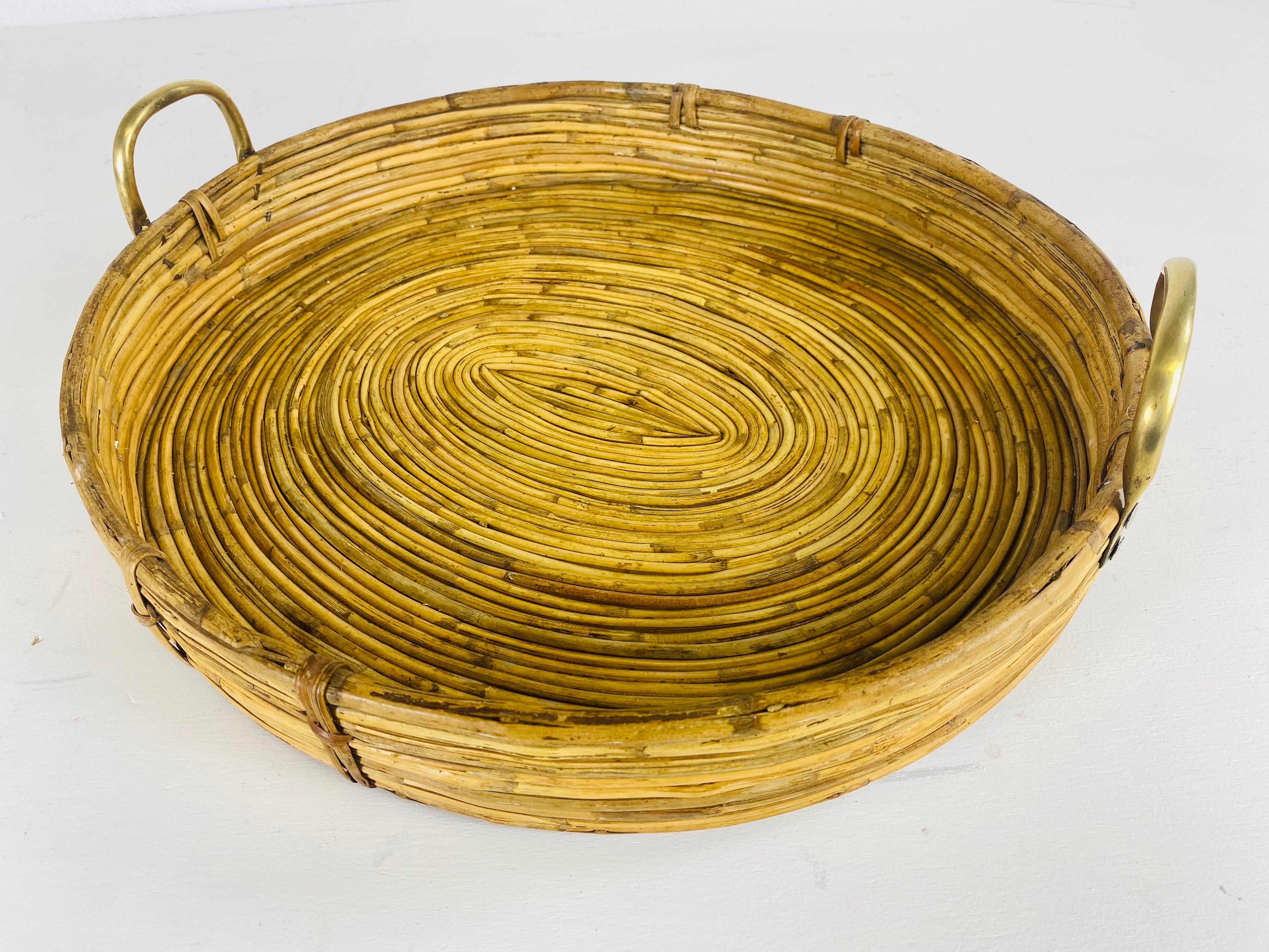 Unknown Handsome vintage coastal bamboo serving tray For Sale