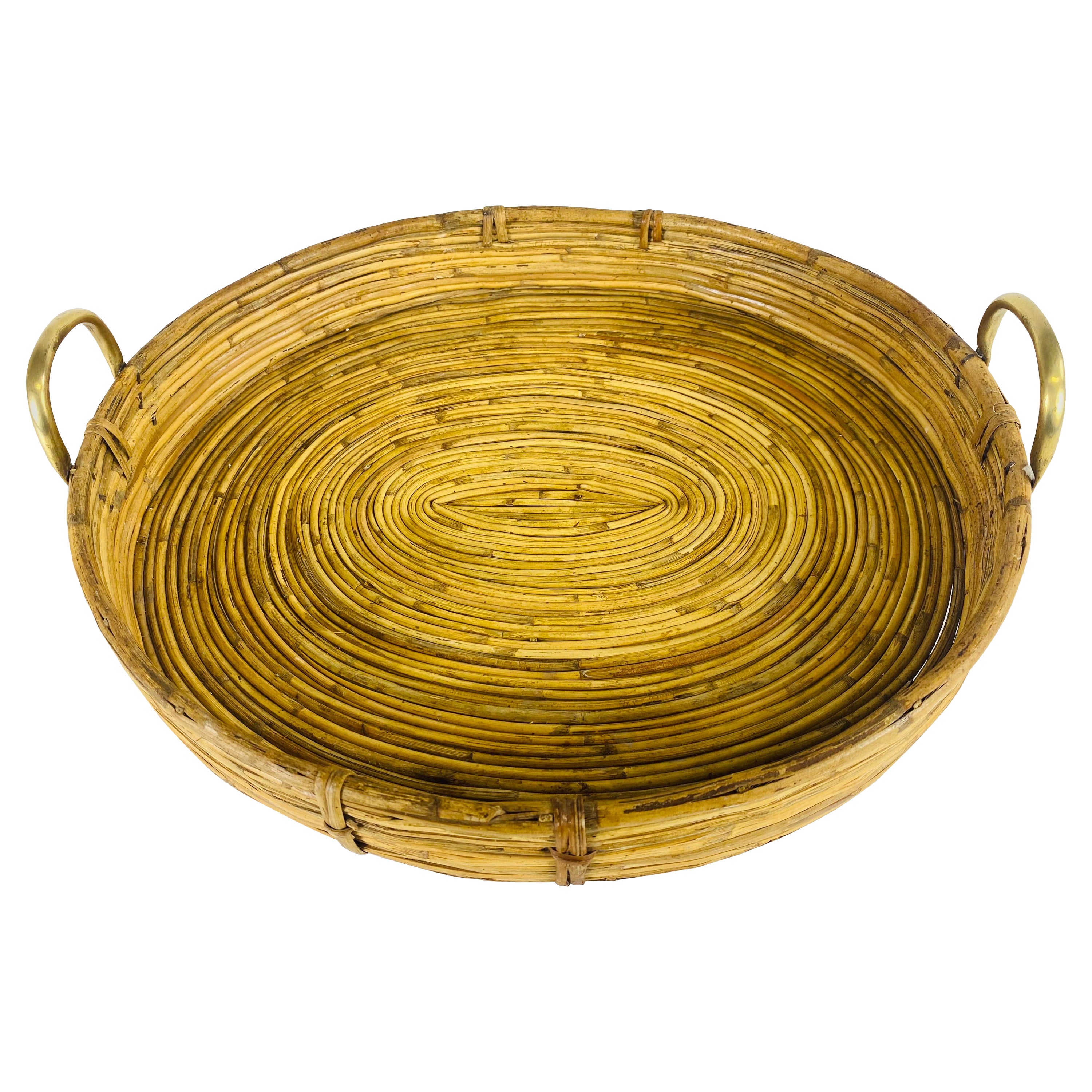Handsome vintage coastal bamboo serving tray