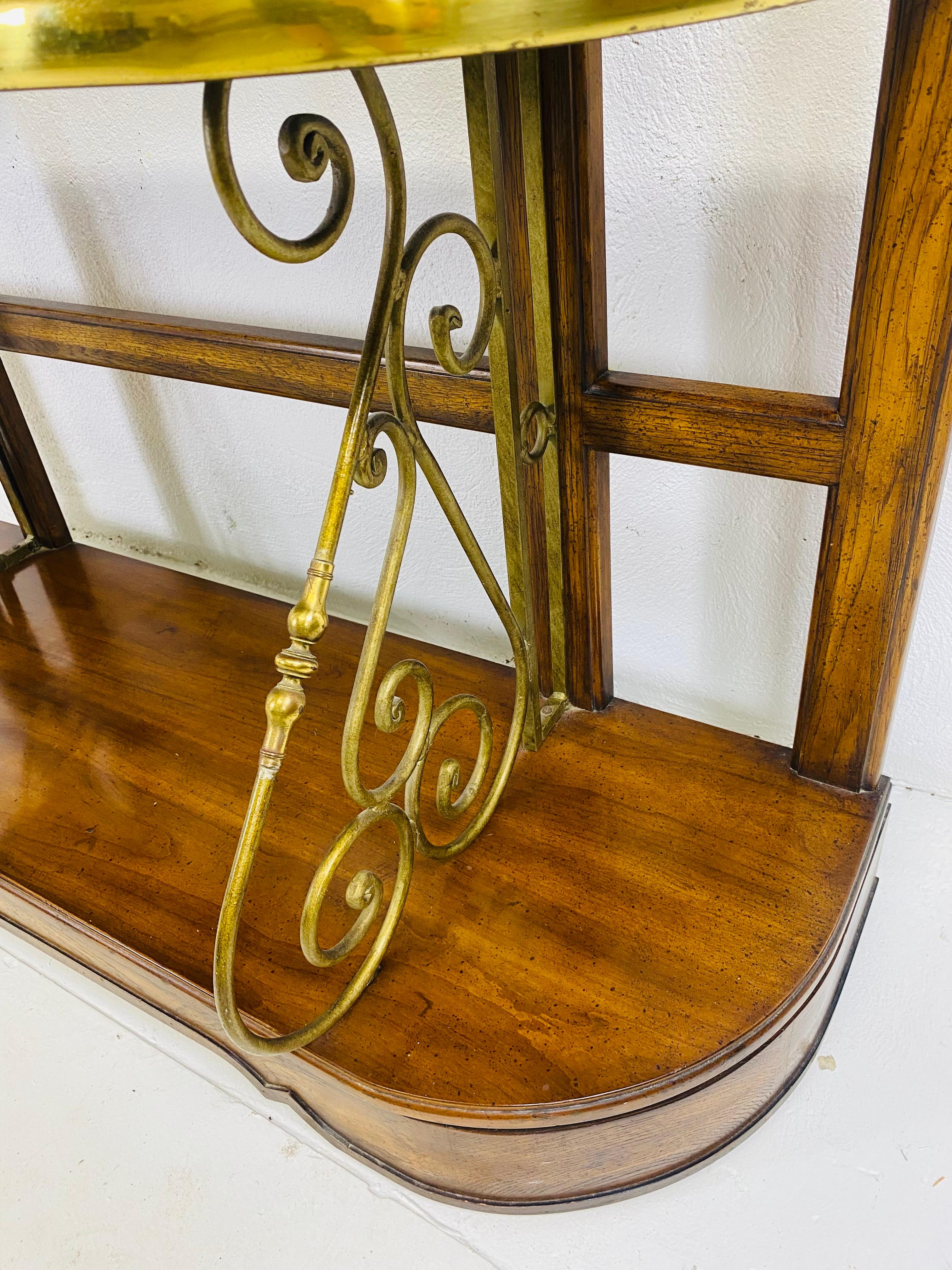 Handsome vintage Drexel Heritage brass in Walnut bakers rack For Sale 2