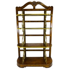 Handsome Vintage Drexel Heritage brass in Walnut bakers rack