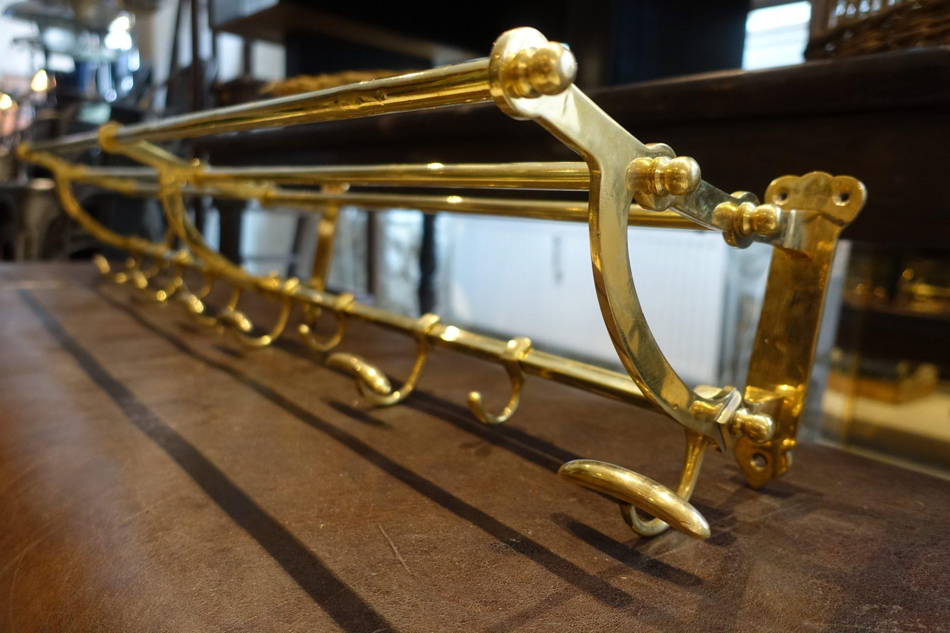 Handsome Vintage French Brass Hat and Coat Rack In Good Condition In Copenhagen K, DK