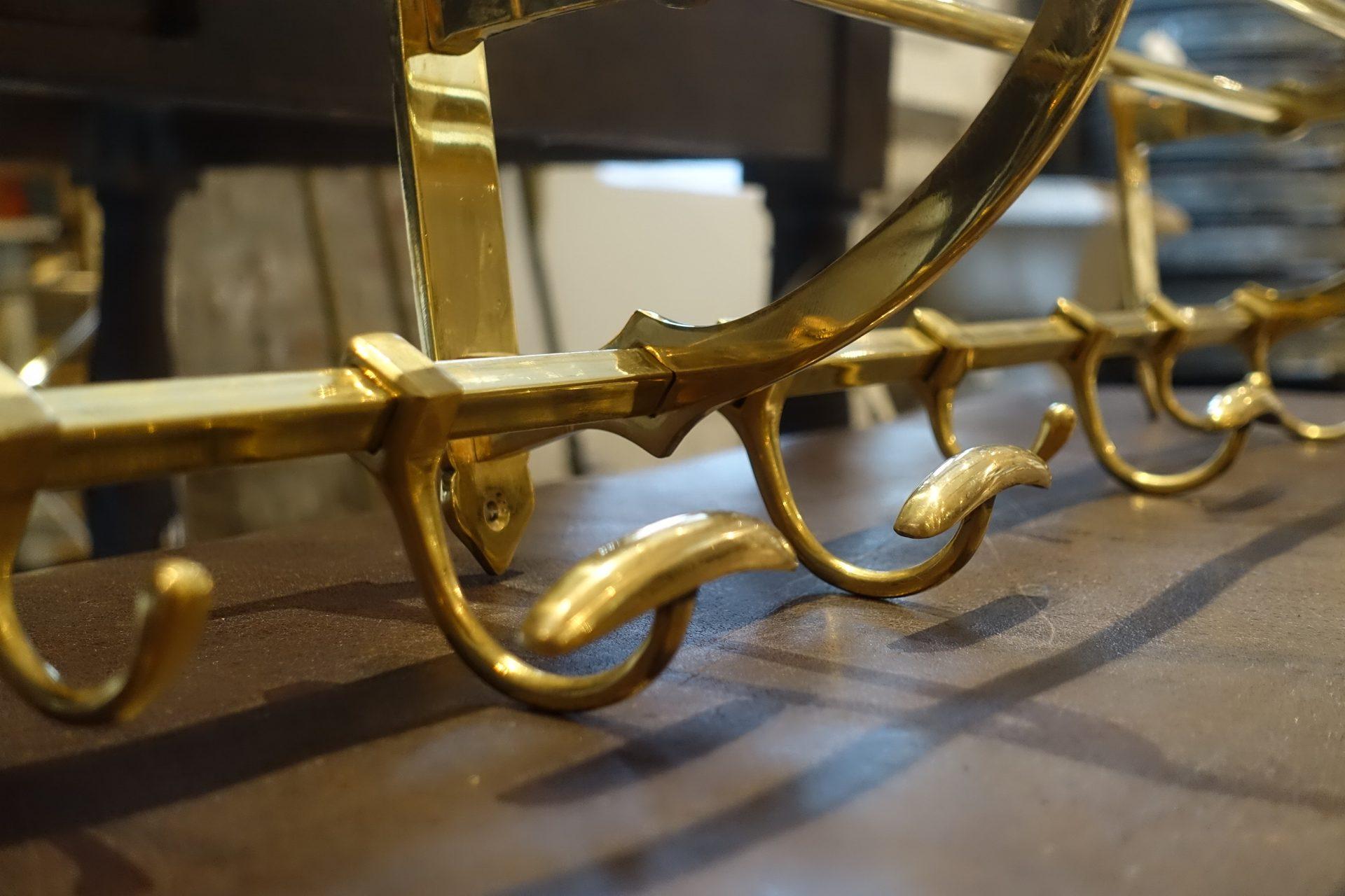 Handsome Vintage French Brass Hat and Coat Rack 1