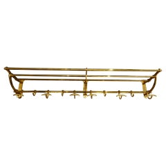 Handsome Vintage French Brass Hat and Coat Rack