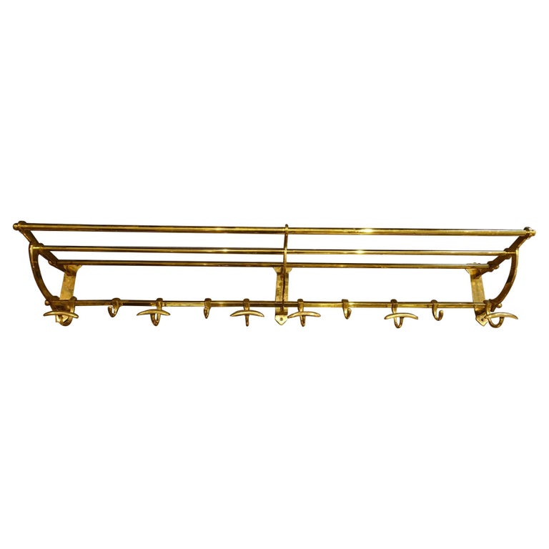 Handsome Vintage French Brass Hat and Coat Rack at 1stDibs