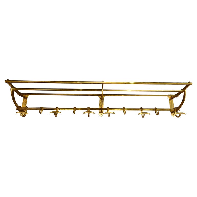 Handsome Vintage French Brass Hat and Coat Rack at 1stdibs