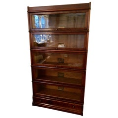 Handsome Antique Globe Wernicke Stacking Oak and Glass Barrister Bookcase