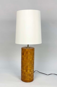 Handsome Vintage Woven Leather Table Lamp