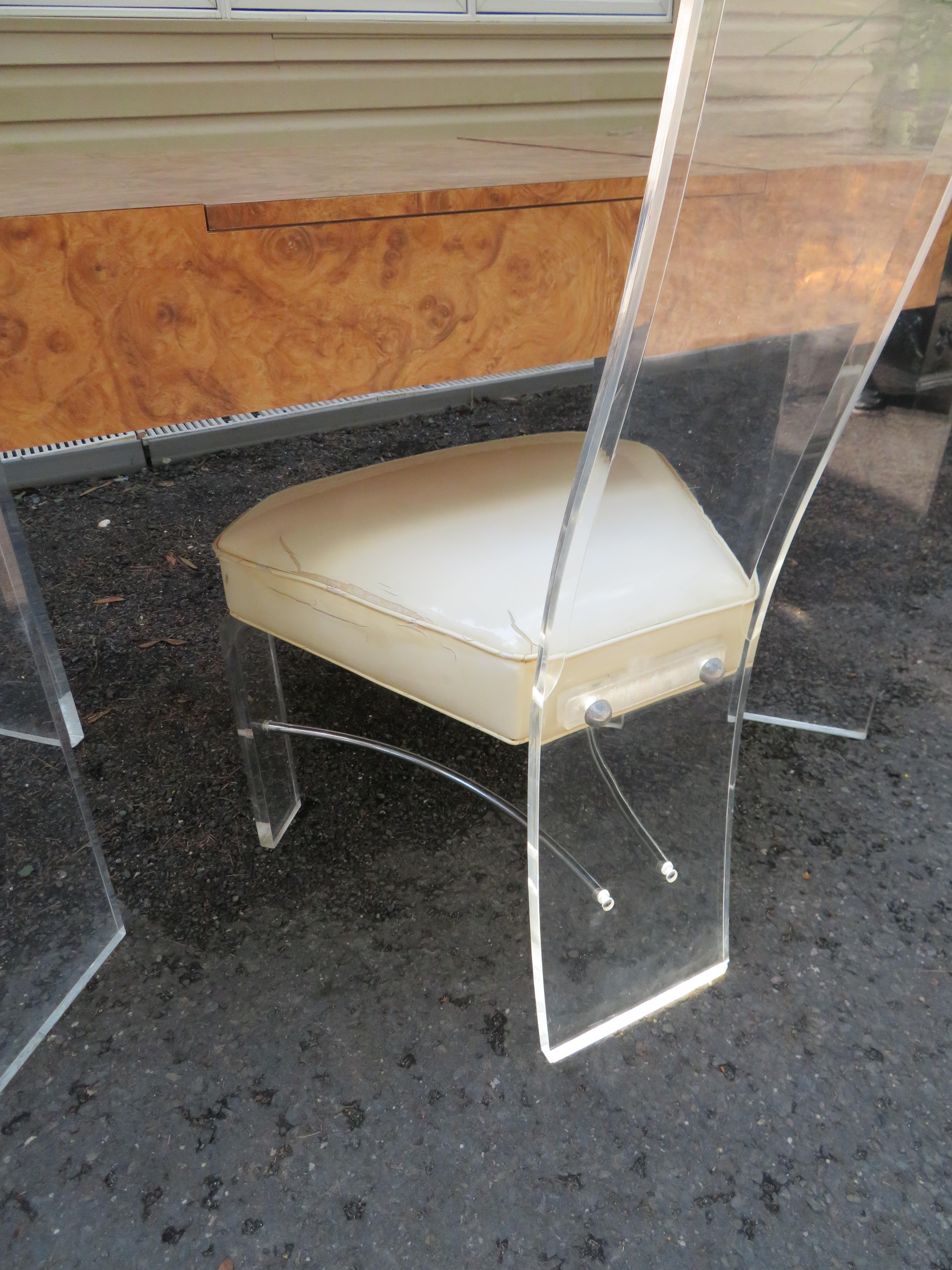 Schöner Laminat-Spieltisch-Schreibtisch aus Wurzelholz mit Lucite-Stuhl im Angebot 6