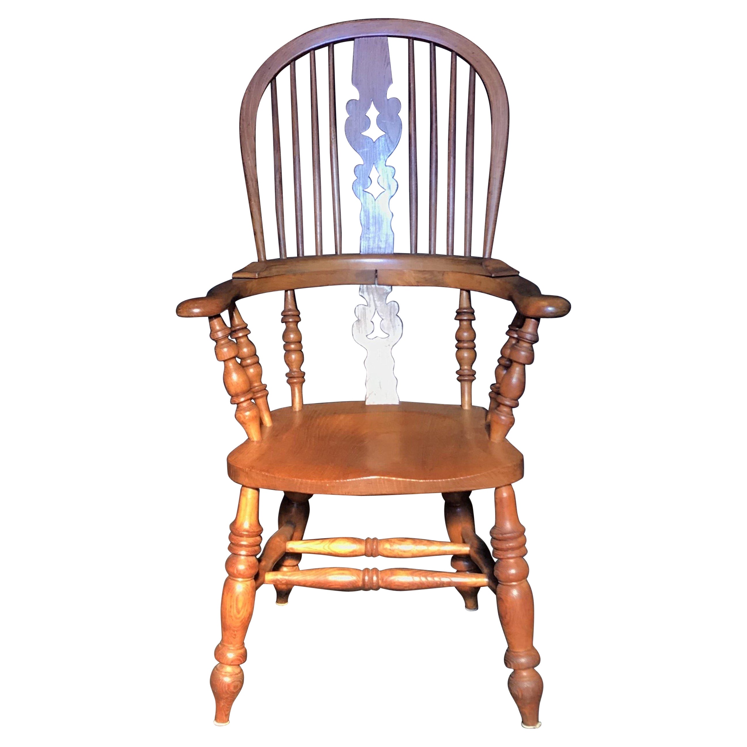 Handsome Walnut British Windsor Armchair