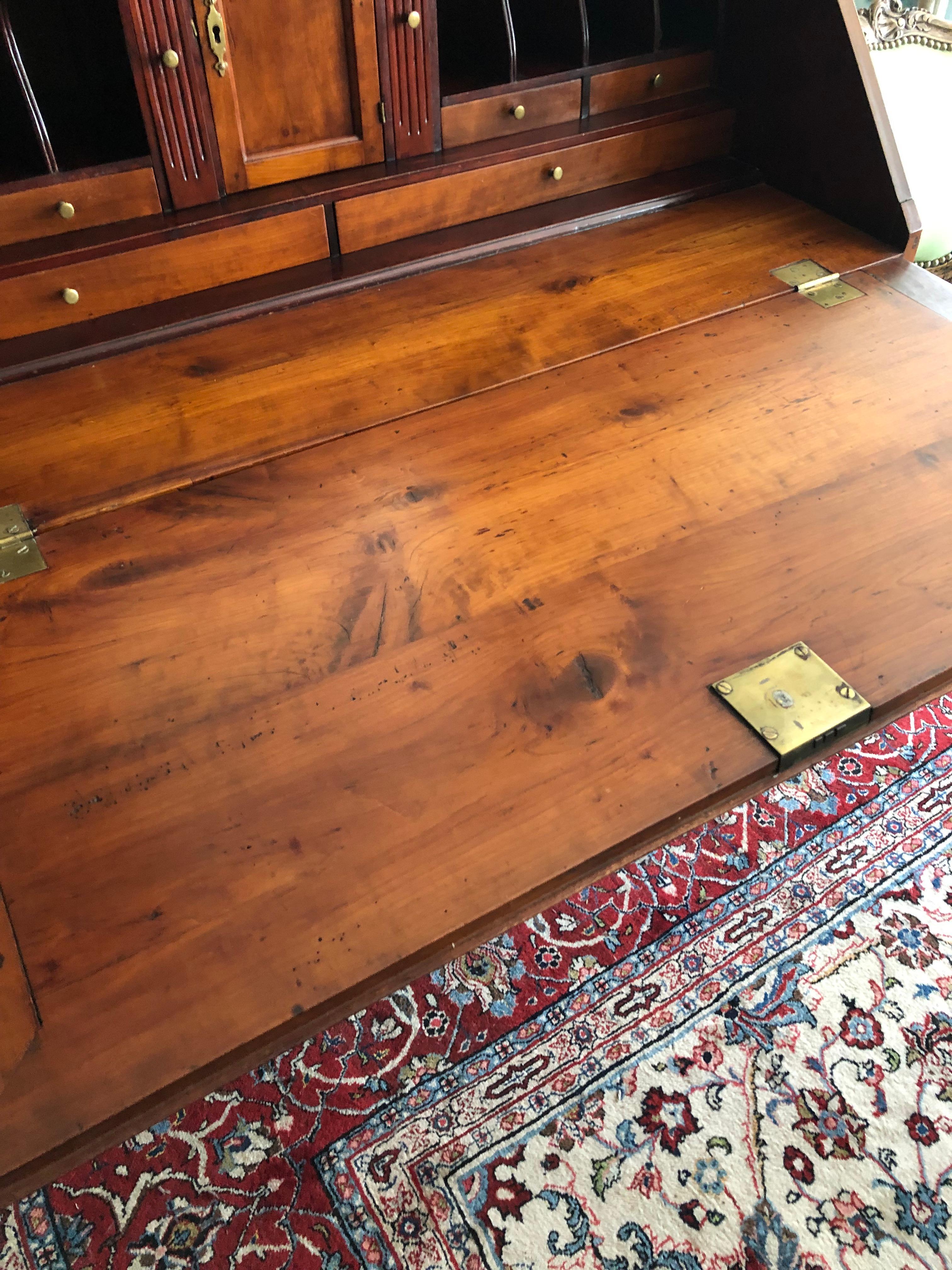 Handsome & Warm 18th Century Cherry Slant Front Chippendale Style Desk 11