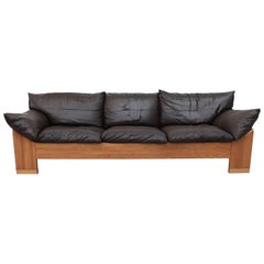 Vintage Handsome Well Loved Leolux 3-Seat Buffalo Leather Sofa