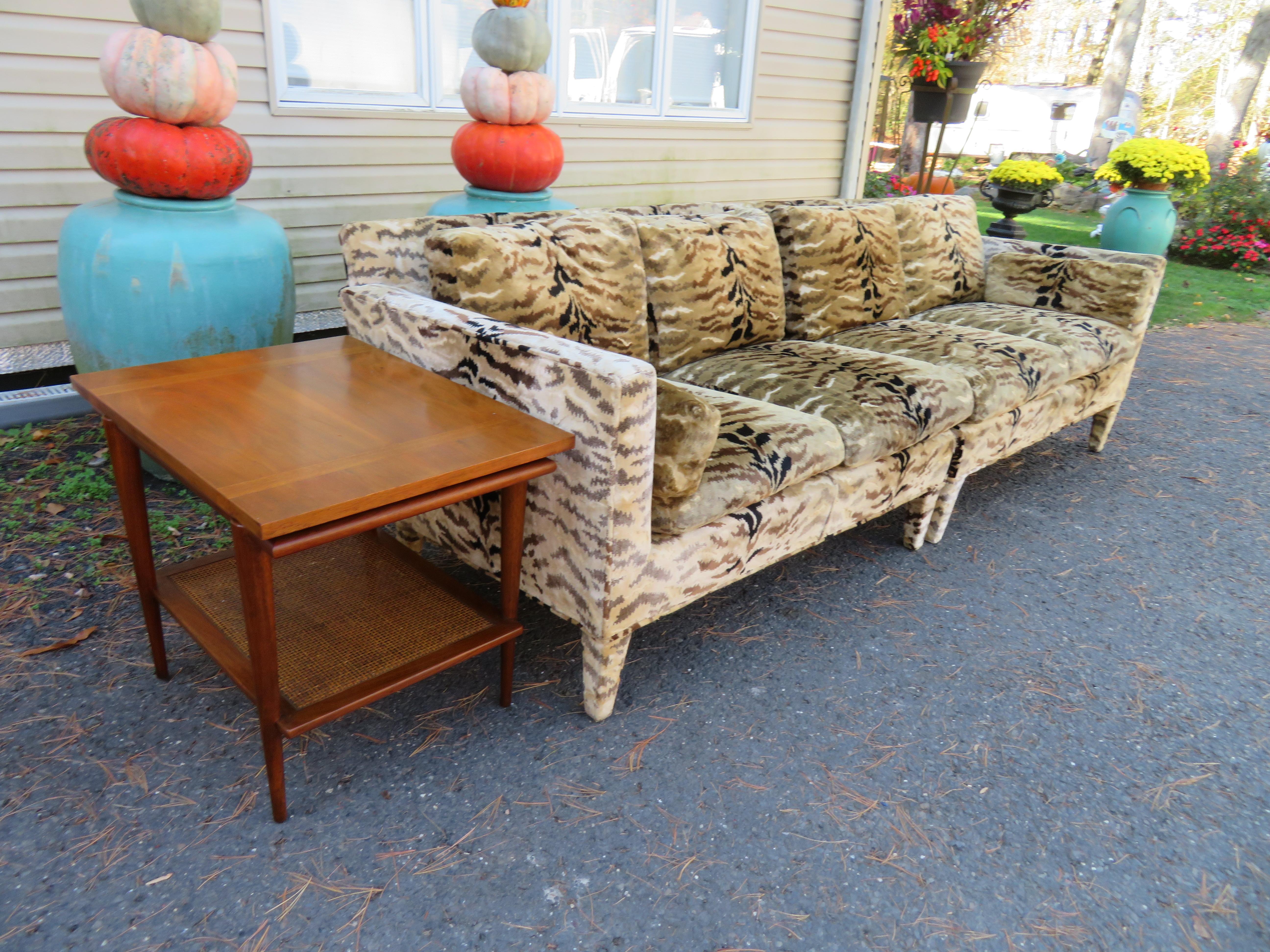 Handsome Widdicomb Two-Tier Walnut and Cane Side Table Mid-Century 7