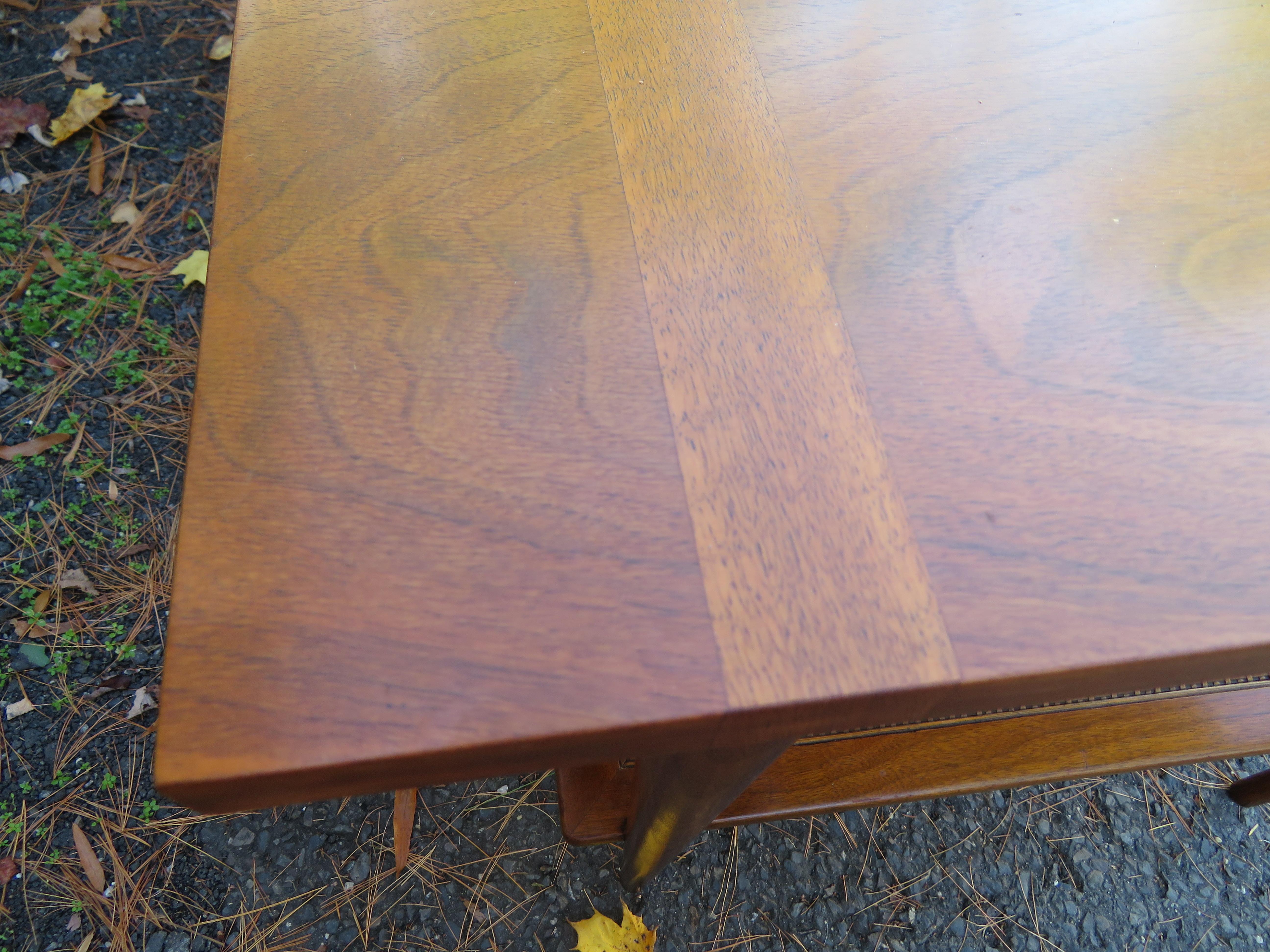 Handsome Widdicomb Two-Tier Walnut and Cane Side Table Mid-Century 2