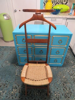 Handsome Wood Rope Valet Chair Manner of Ico Parisi Mid-Century Modern