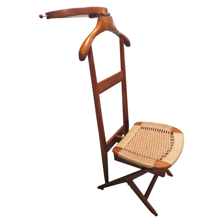 Handsome Wood Rope Valet Chair Manner of Ico Parisi MidCentury Modern