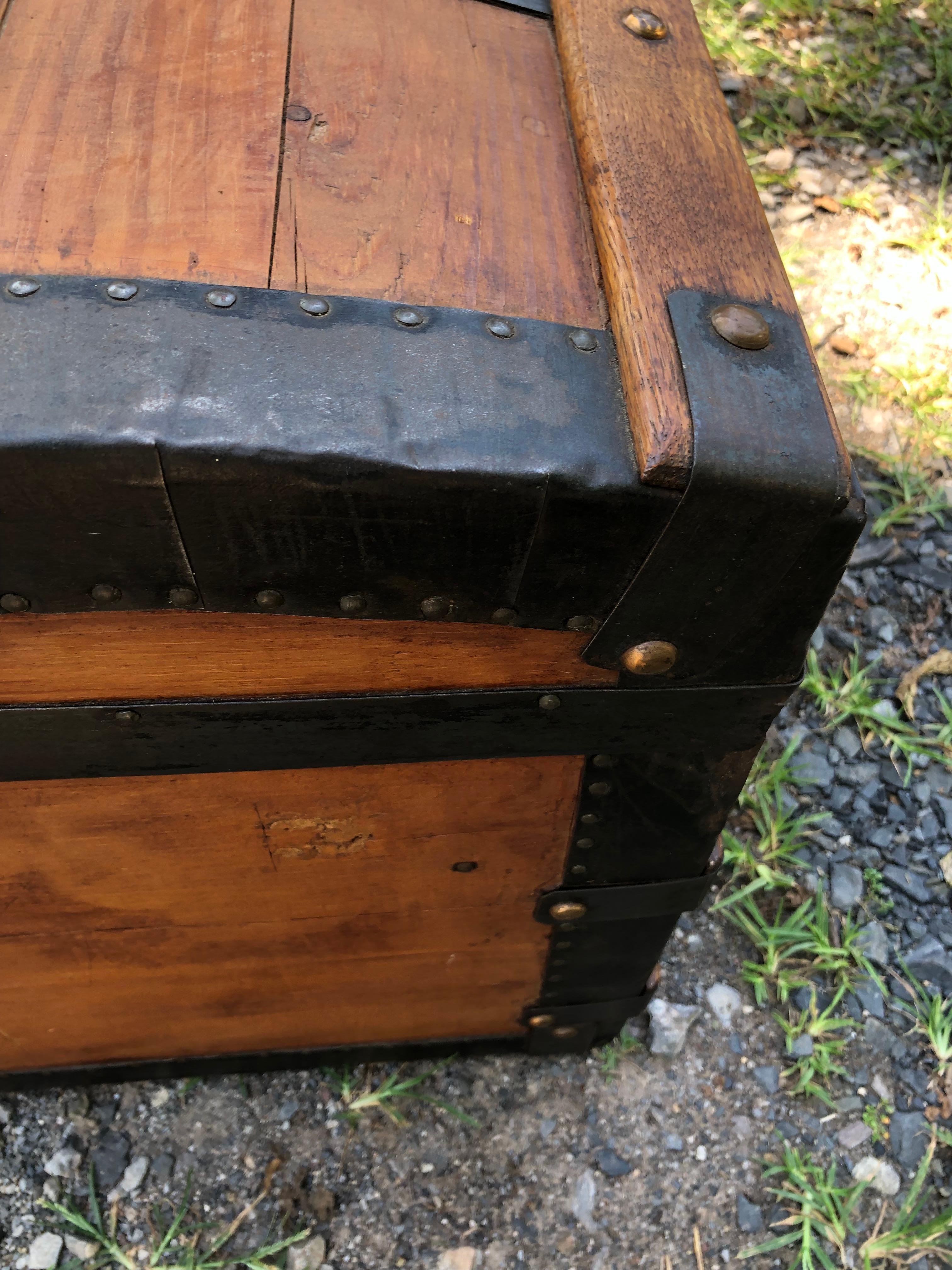Handsome Wood Trunk with Iron Straps 3