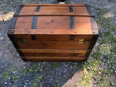 Handsome Wood Trunk with Iron Straps