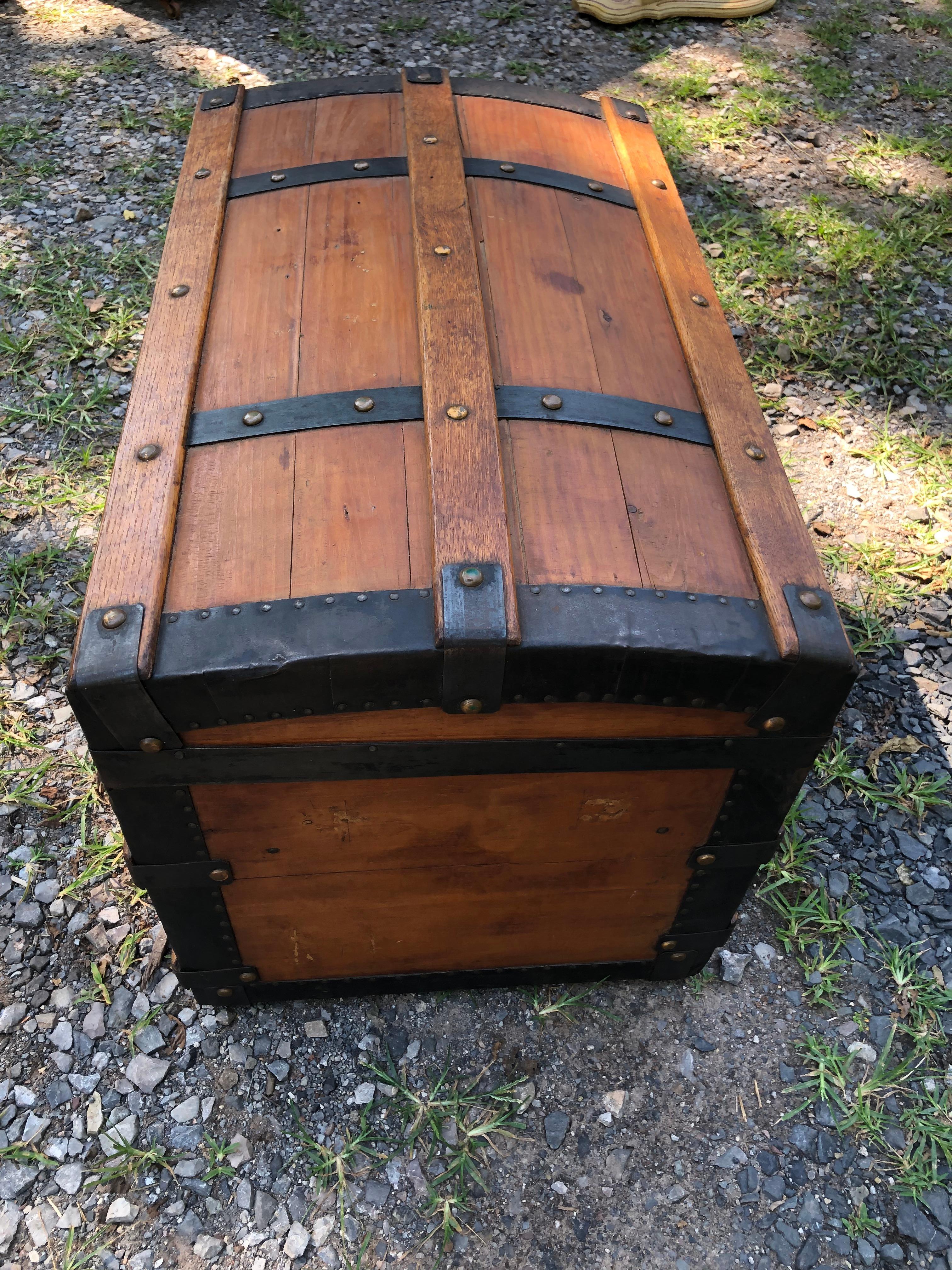 Handsome Wood Trunk with Iron Straps 2