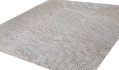 Tapis en laine Shiraz tissée à la main, gris naturel et crème, design minimaliste
