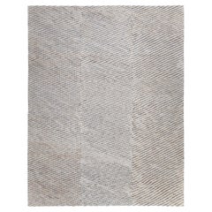 Tapis en laine Shiraz tissée à la main, gris naturel et crème, design minimaliste
