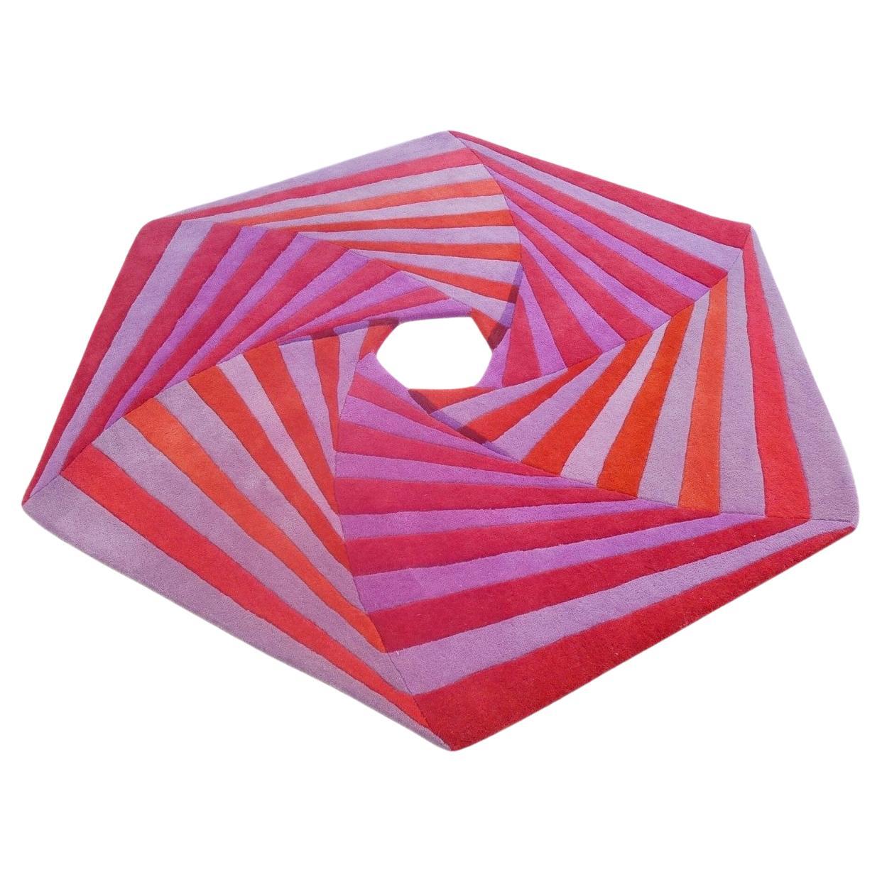 Handtufted Round Pink & Purple 3D-Rug, Swirl - Swedish Artist Annika Johansson