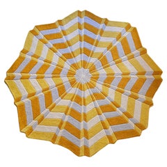 Handtufted Round Yellow & White Rug, Star - Swedish Artist Annika Johansson