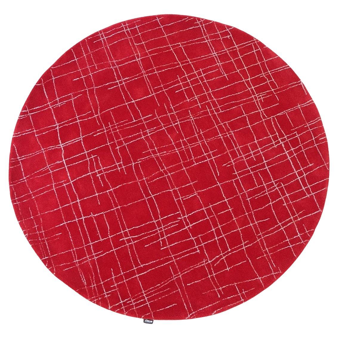 Handtufted Vintage Red Circular Rug by Tisca 1980's
