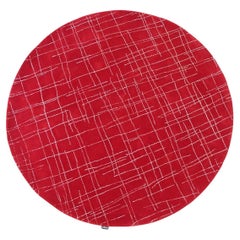 Handtufted Vintage Red Circular Rug by Tisca 1980's