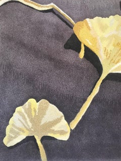 Handtufted Wool Purple and Beige Trompe L'oeil 'Autumn Leaves' Rug