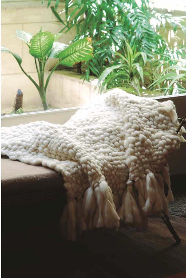 Contemporary Handwoven 100% Baby Merino Wool Throw, Thick Weave, Made in Argentina