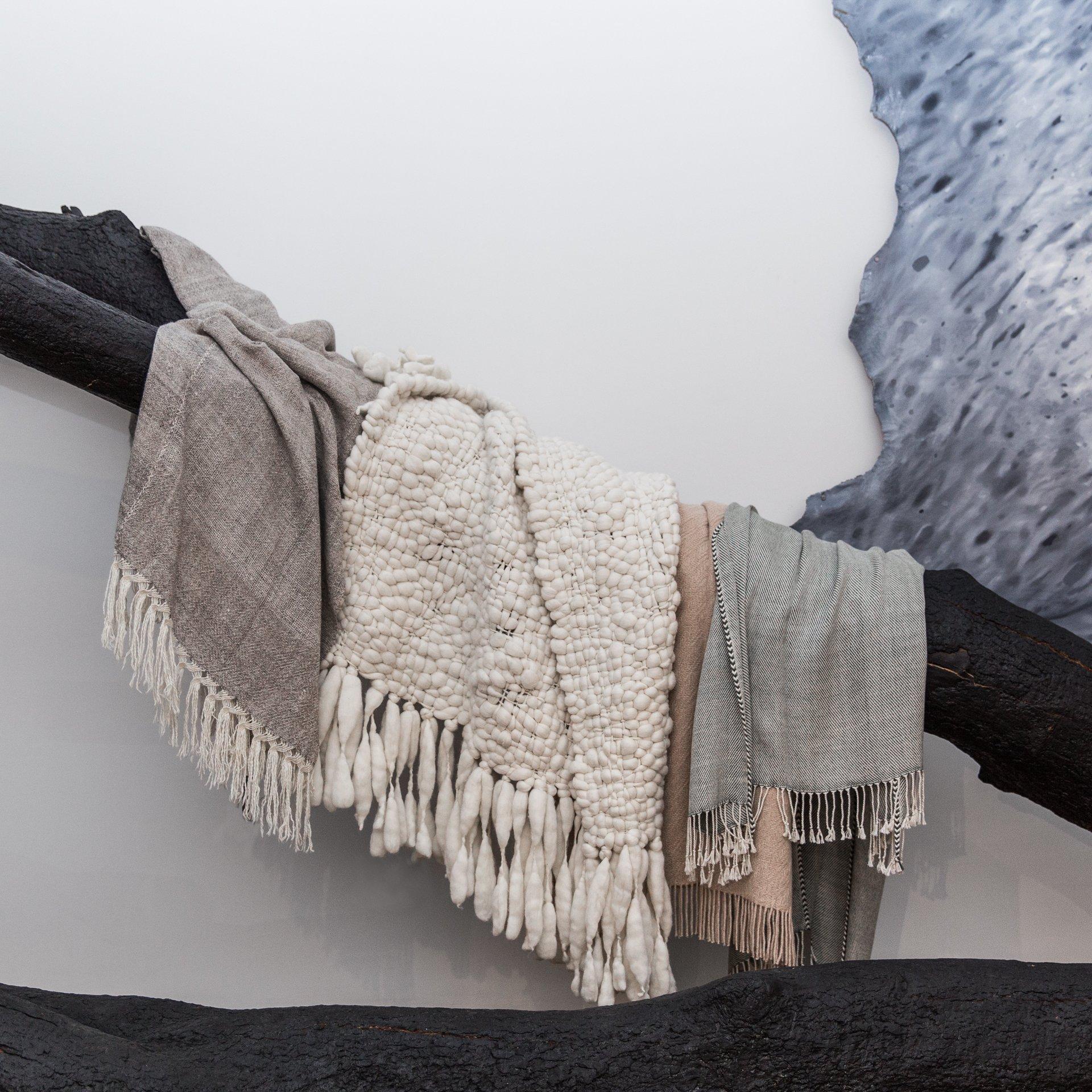 Rustic Handwoven 100% Baby Merino Wool Throw, Thick Weave, Made in Argentina For Sale
