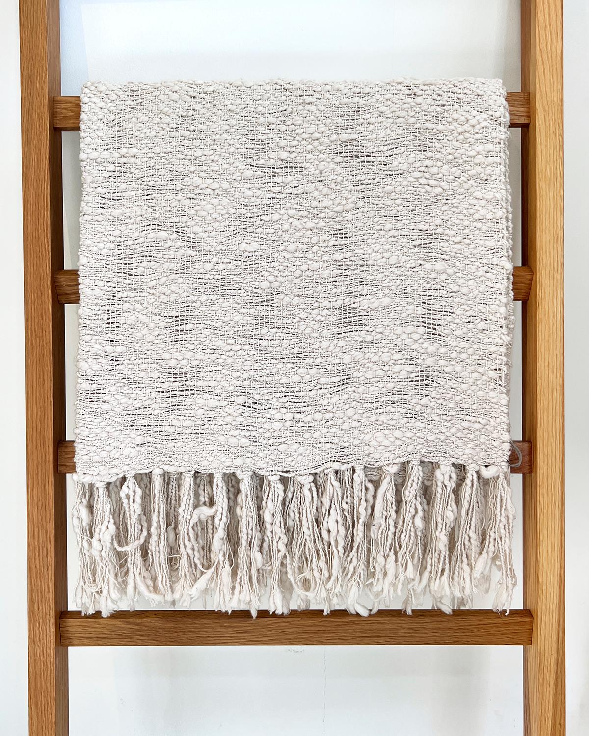 Contemporary Handwoven 100% Cotton Soft Open Weft Blanket Throw For Sale